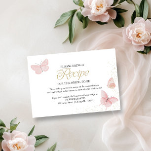 Invitation Recette de Baby Shower Papillon en Or Rose