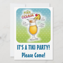 INVITATION RECETTE DE PINA COLADA COCKTAIL ART