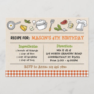 Invitation Recette pour l'invitation à la fête d'anniversaire