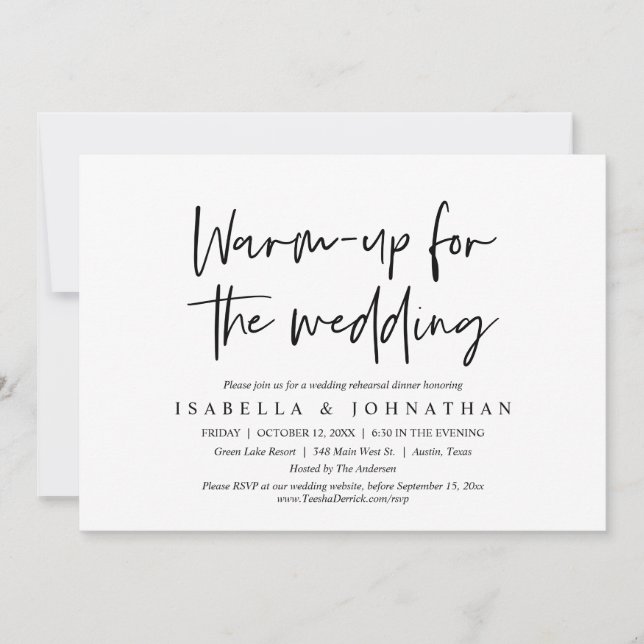 Invitation Réchauffement pour le Mariage, Dîner de répétition (Devant)