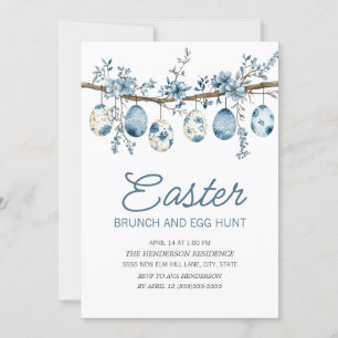Invitation Recherche de œufs de Pâques bleus au brunch