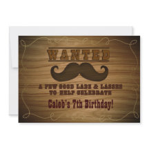 Invitation Recherchée Wild Western Cowboy Mustache
