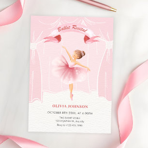 Invitation Récital de ballet de ballerine rose
