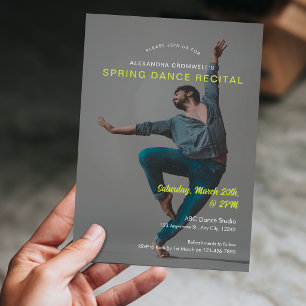 Invitation Récital de danse minimaliste vert avec photo perso