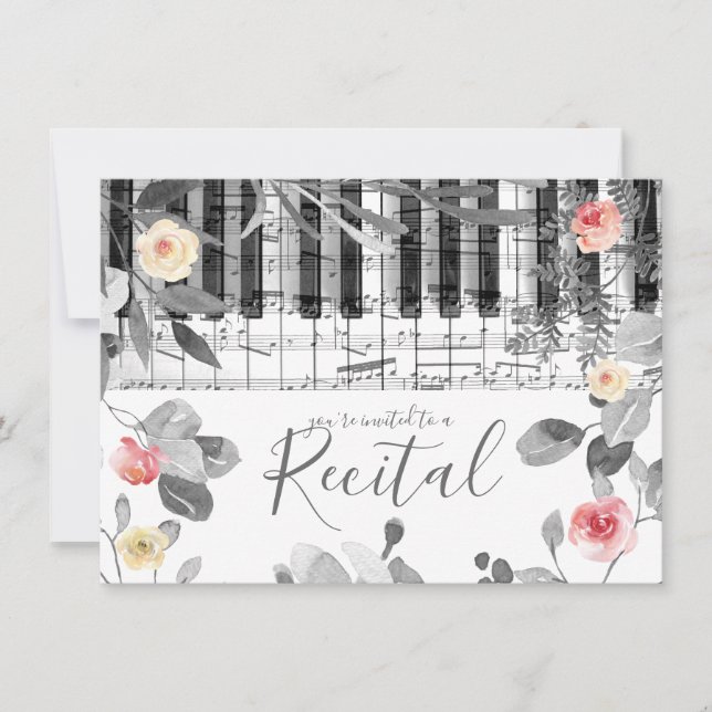 Invitation récital de musique rose aquarelle (Devant)
