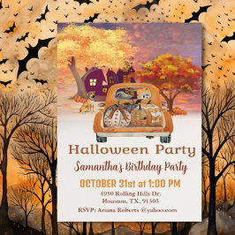 Invitation Récolte Camion Camion Halloween fête d'anniversair