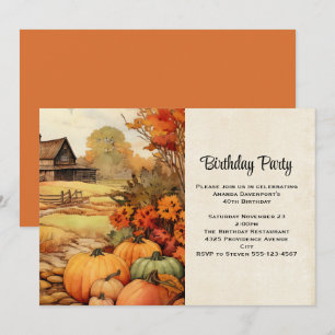 Invitation Récolte d'automne à la ferme de citrouilles pour u