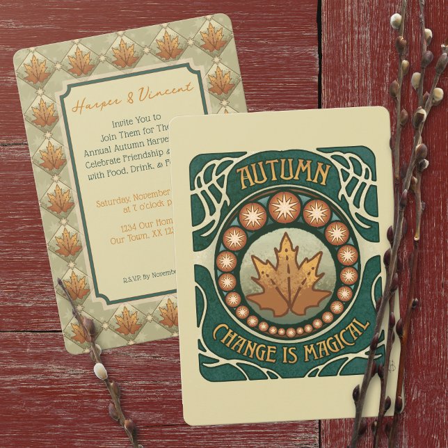 Invitation Récolte d'Automne, Dîner de Gala (Autumn Harvest, Dinner Party Invitation)