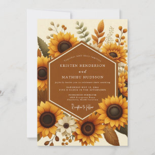 Invitation Récolte de tournesols ambre Mariage
