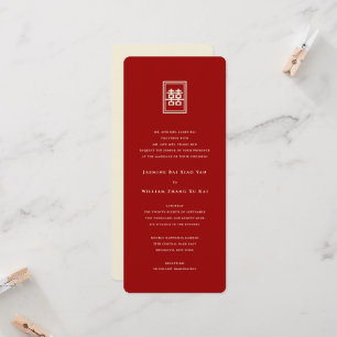 Invitation Rectangle classique Double Bonheur Mariage chinois