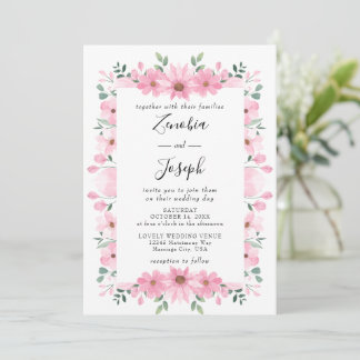 Invitation Rectangle de Mariage floral boho à feuille minimal