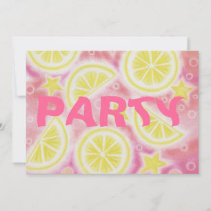 Invitation rectangle d'invitation à la fête de citrons roses