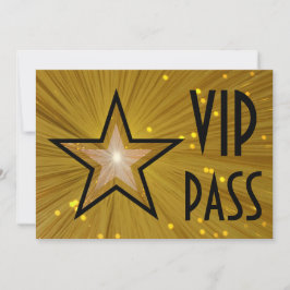 Invitation Recto noir horizontal Gold Star 'VIP PASS'