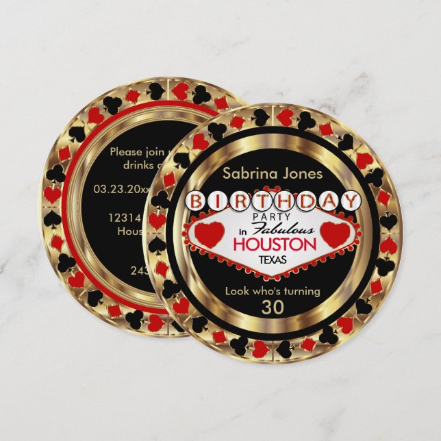 Invitation Red 00th Birthday Party - do-it-yourself City & St (Devant / Derrière)