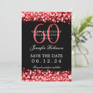 Invitation Red 60th Birthday Party Enregistrer la date