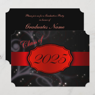 Invitation Red and Black 2025 Graduation Party