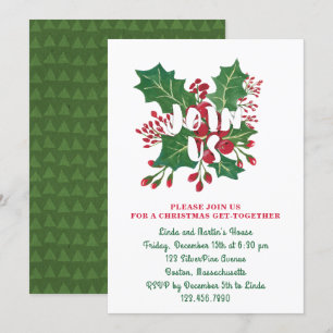 Invitation Red and Green Christmas Foliage Rejoignez-nous Par