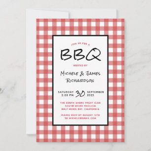 Invitation Red and White En vichy BBQ Picnic Party
