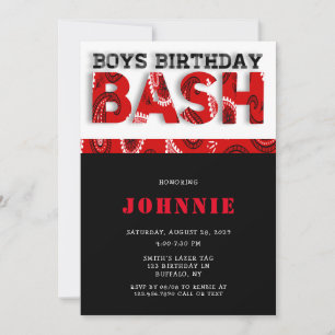 Invitation Red Bandanna Boys Bash fête d'anniversaire