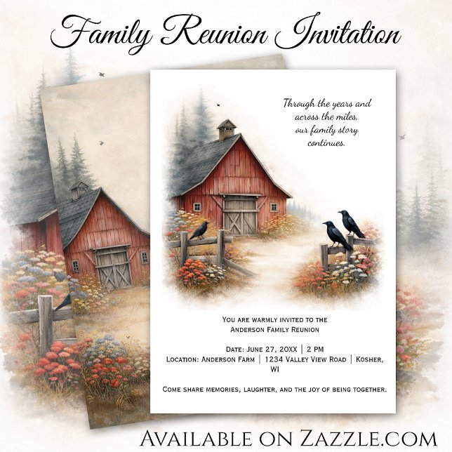 Invitation Red Barn Crows Farm Family Reunion | (Créateur téléchargé)