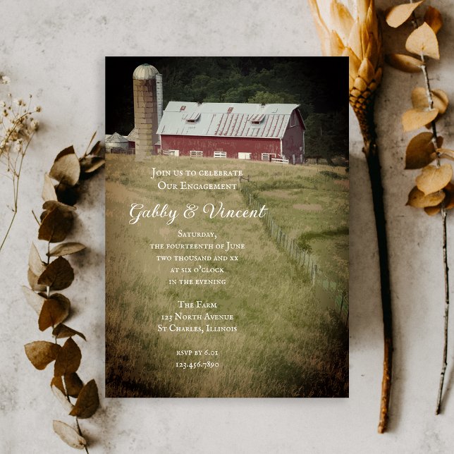 Invitation Red Barn et Silo Country Farm Engagement Party (Créateur téléchargé)