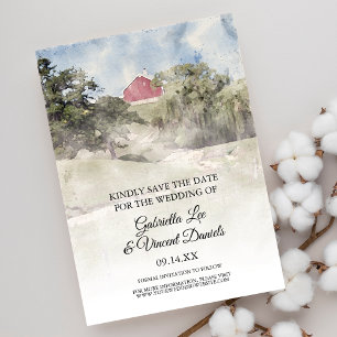 Invitation Red Baron on Hill Farm Mariage Aquarelle Date de s