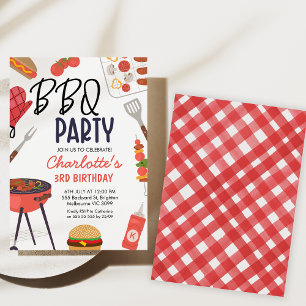Invitation Red Bbq Red Oven Mitt Girls Bbq Anniversaire