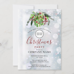 Invitation Red Berries Snow Company LogoChristmas Party