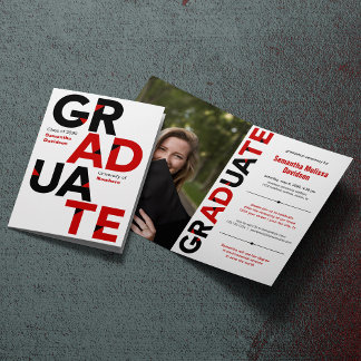Invitation Red Big Bold Angle-Cut Lettres Graduation