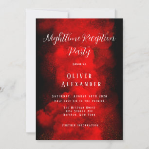 Invitation Red Black Bar Mitzvah Soirée Réception En