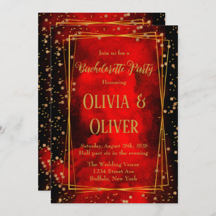 Invitation Red Black Gold Glitz de Bachelorette