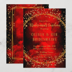 Invitation Red Black Gold Parties scintillant géométrique Bri