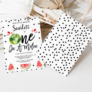 Invitation Red Black Modern One in A Melon 1er Anniversaire