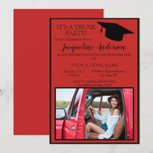 Invitation Red Black Photo College Trunk Party