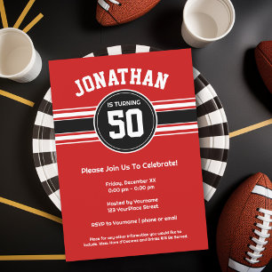 Invitation Red Black Sports Jersey fête d'anniversaire