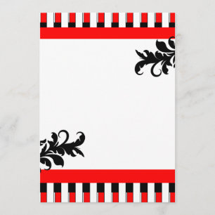 Invitation Red-Black & White Stripes