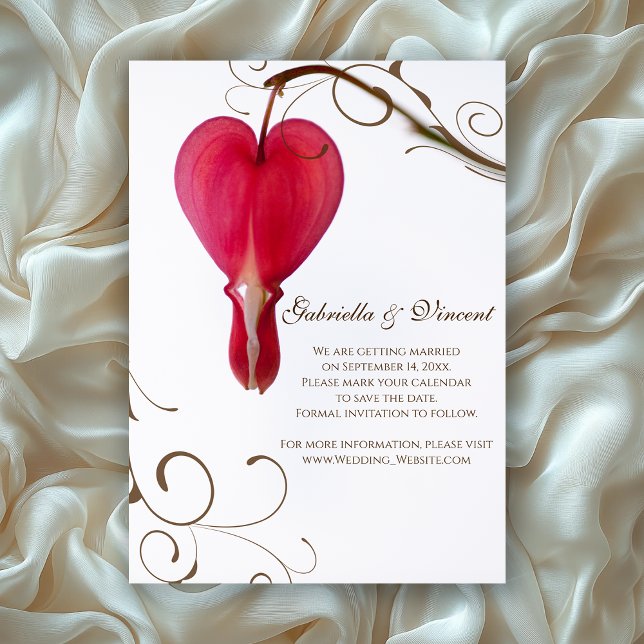 Invitation Red Bleeding Hearts Flowers Mariage Enregistrer la (Créateur téléchargé)