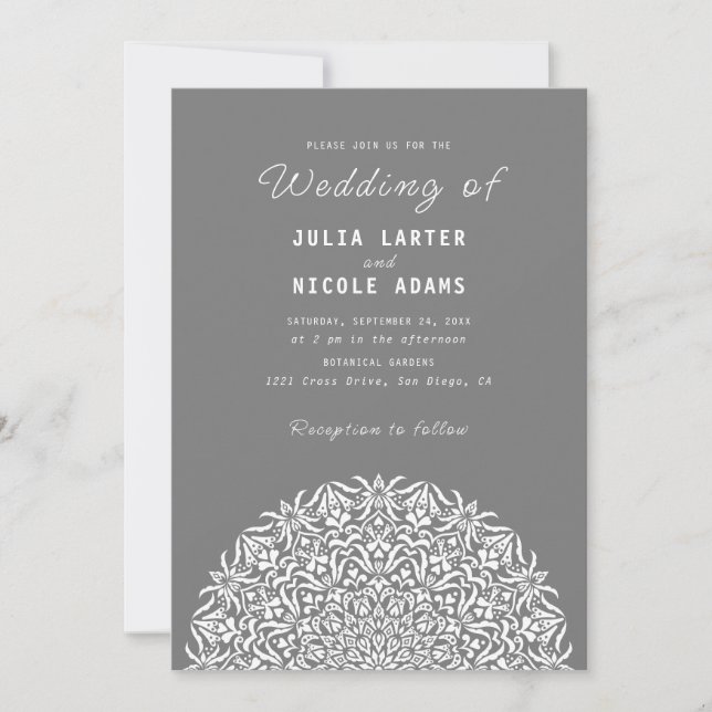 Invitation Red & Blue Coral Reef Marble Stone Mandala Wedding (Devant)