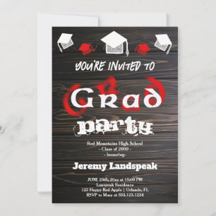 Invitation Red Blurry Texte pour Graduation House Party