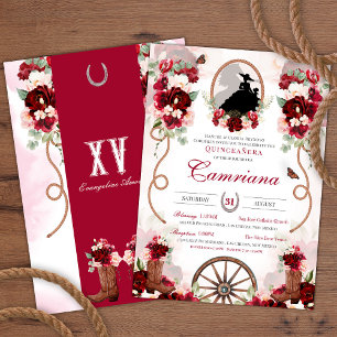 Invitation Red & Blush Rustic Elegance Charro Quinceanera