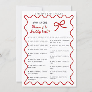 Invitation Red Bow Baby Shower - Editable Name, 5x7 Invitatio