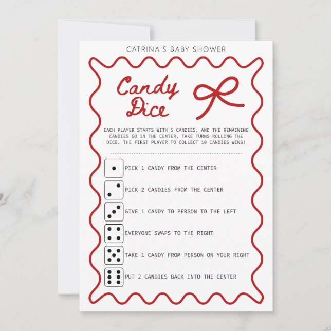 Invitation Red Bow Baby Shower - Editable Name, 5x7 Invitatio (Devant)