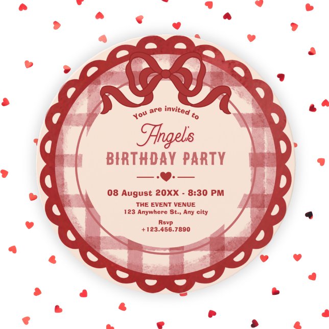 Invitation Red bow birthday (Créateur téléchargé)