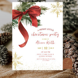 Invitation Red Bow Coquette Christmas Party