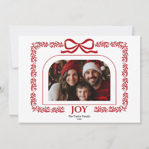 Invitation Red Bow Joie Noël Ribbon cadre photo