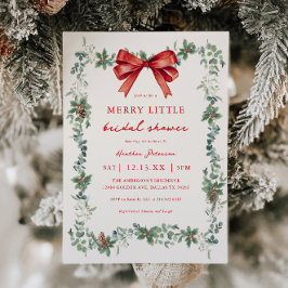 Invitation Red Bow Merry Little Christmas Bridal Shower