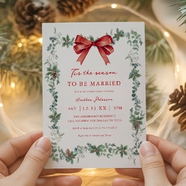 Invitation Red Bow Tis The Season To Be Married Bridal Shower