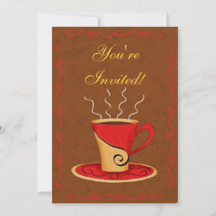 Invitation Red & Brown Customisé Coffee Cup Event