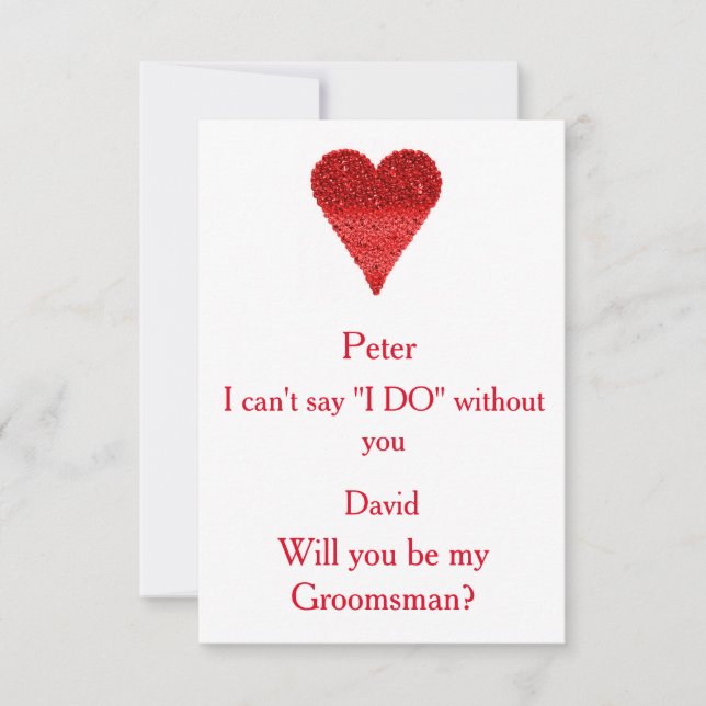 Invitation Red Bubble Heart Serez-Vous Mon Groomsman ? (Devant)