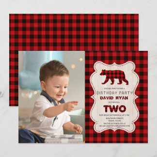 Invitation Red Buffalo Lumberjack Photo 2e fête d'anniversair